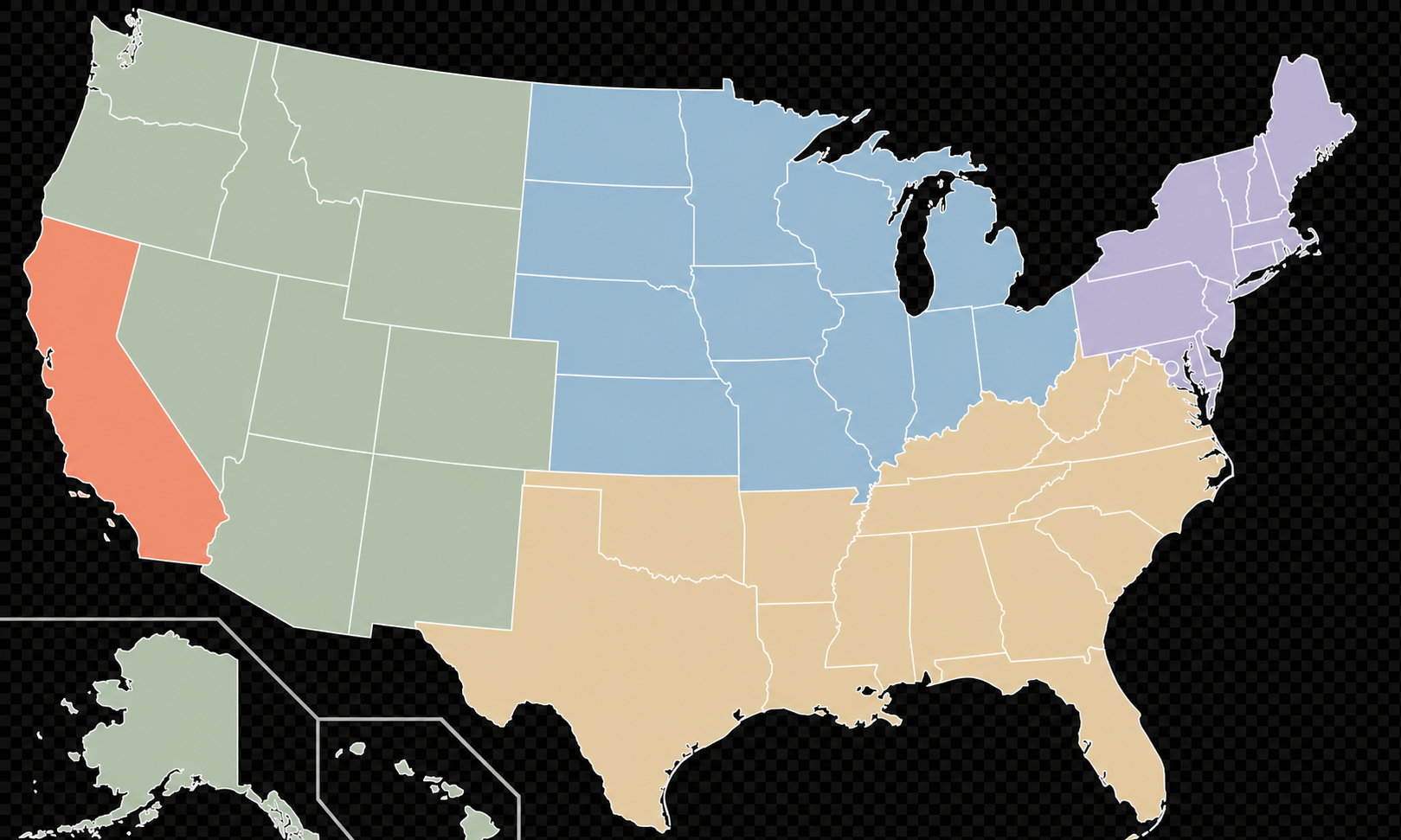 Color-coded map showing EntryNexa delivery coverage across all 50 United States, including Alaska and Hawaii